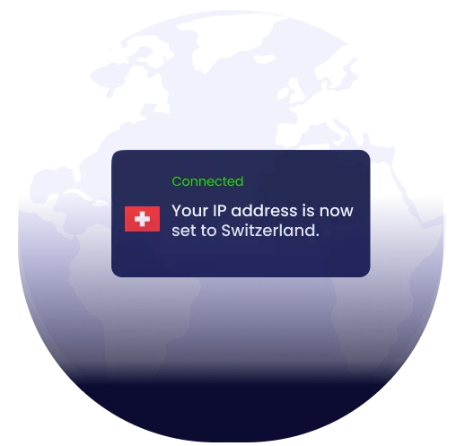 Illustration of global VPN server coverage highlighting Switzerland