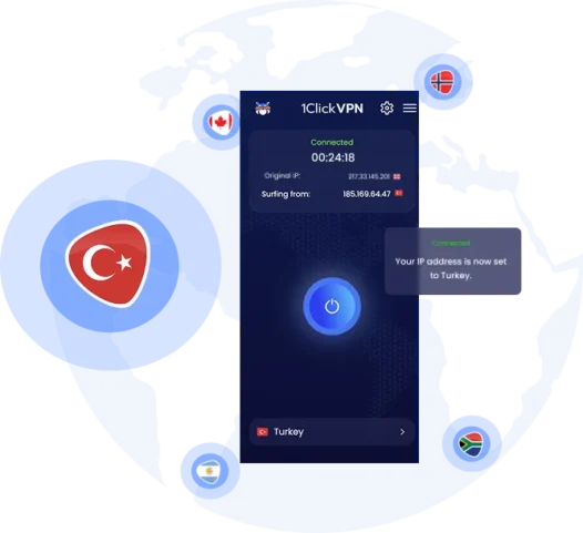 Illustration of VPN protection with a Turkish IP address