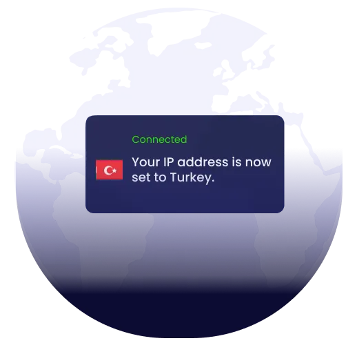 Illustration of global VPN server coverage highlighting Turkey