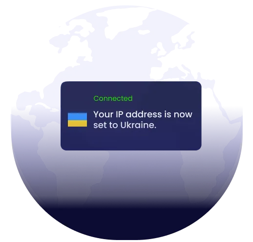 Illustration of global VPN server coverage highlighting Ukraine
