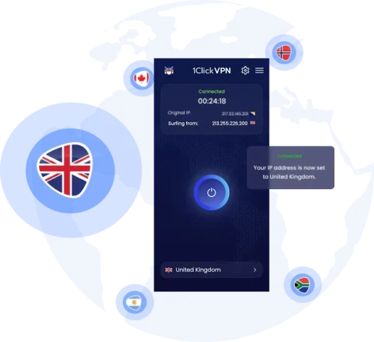 Illustration of VPN protection with a UK IP address