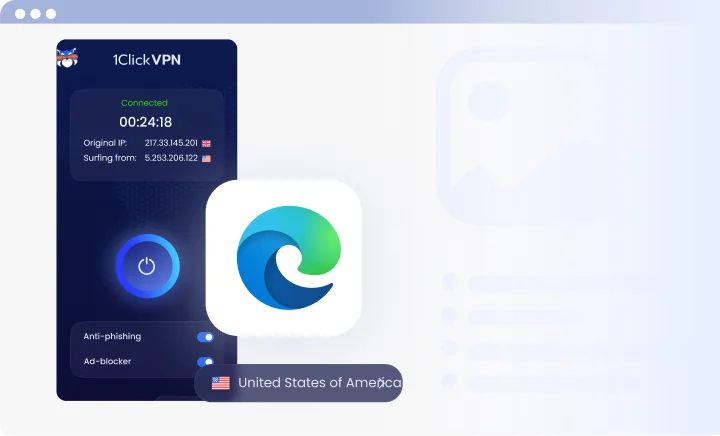 VPN interface with Microsoft Edge logo